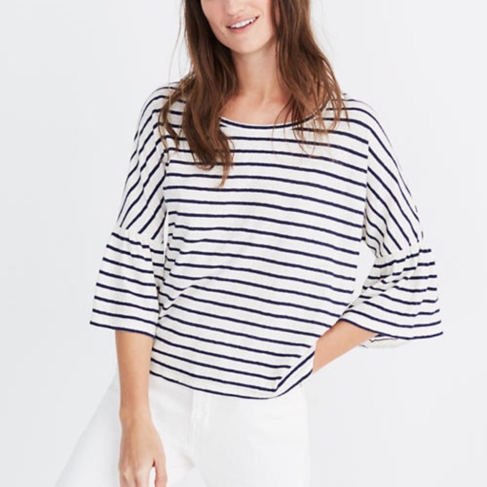 Madewell Ruffle-Sleeve Striped Shirt